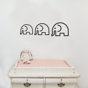 Three elephants on wall in kids bedroom